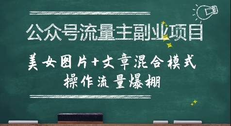 公众号流量主副业项目，美女图片+文章混合模式操作流量爆棚-徐小晨博客