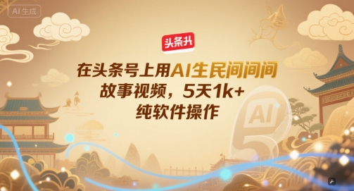 在头条号上用AI生民间故事视频，5天1k+，纯软件操作-徐小晨博客