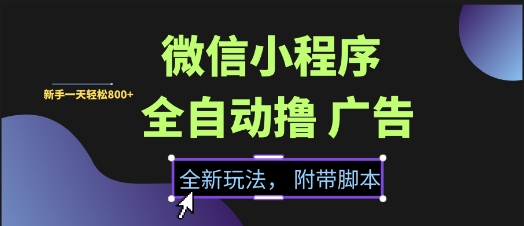微信小程序全自动撸广告项目，彻底解决没流量的问题，新手一天8张+【揭秘】-徐小晨博客
