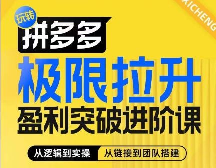 拼多多极限拉升盈利突破进阶课，从算法到玩法，从玩法到团队搭建，体系化系统性帮助商家实现利润提升-徐小晨博客