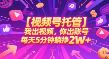【视频号托管 】我出视频，你出账号，每天5分钟发布，最高躺挣2W+【揭秘】-徐小晨博客