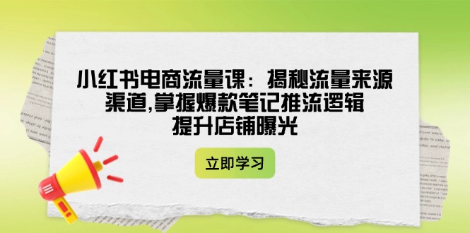 小红书电商流量课：揭秘流量来源渠道,掌握爆款笔记推流逻辑,提升店铺曝光-徐小晨博客