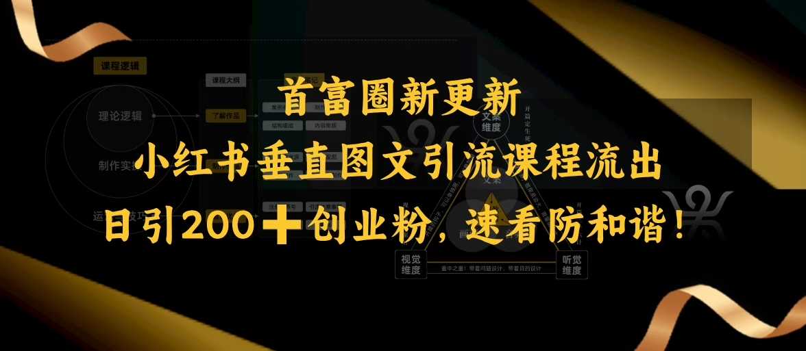 小红书垂直图文引流课程流出，日引200+创业粉，速看防和谐-徐小晨博客