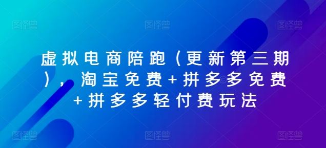 虚拟电商陪跑(更新第三期)，淘宝免费+拼多多免费+拼多多轻付费玩法-徐小晨博客