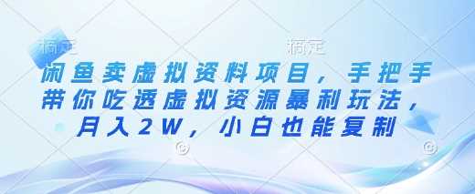 闲鱼卖虚拟资料项目，手把手带你吃透虚拟资源暴利玩法，月入2W，小白也能复制-徐小晨博客