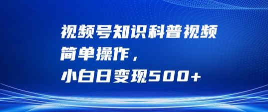 视频号知识科普视频，简单操作，小白日变现500+【揭秘】-徐小晨博客