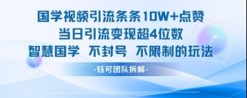 国学视频引流条条10W+点赞当日引流变现超4位数-徐小晨博客