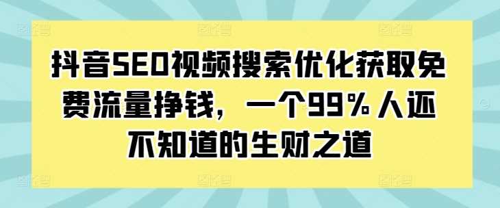 抖音SEO视频搜索优化获取免费流量挣钱，一个99%人还不知道的生财之道-徐小晨博客
