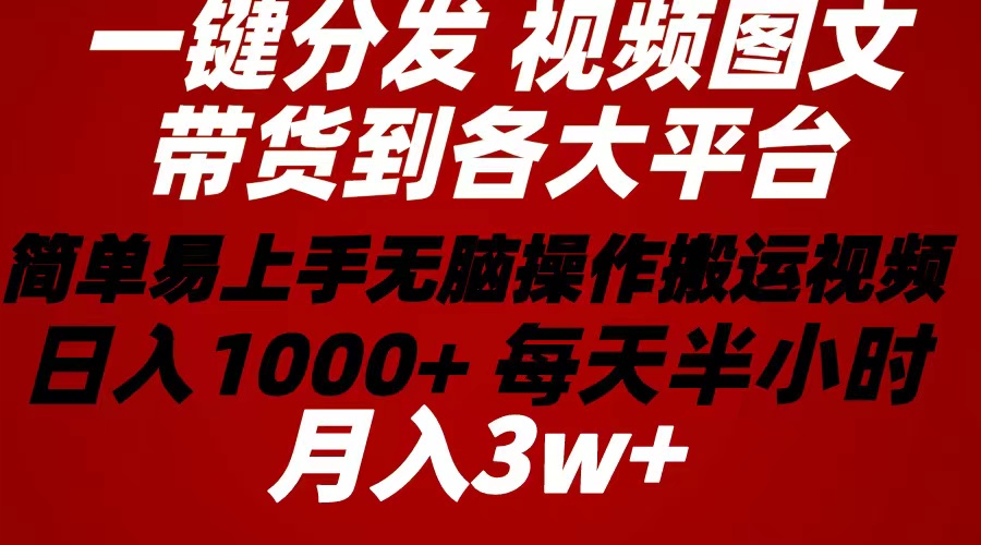 2024年 一键分发带货图文视频 简单易上手 无脑赚收益 每天半小时日入1…-徐小晨博客