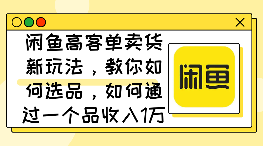 闲鱼高客单卖货新玩法，教你如何选品，如何通过一个品收入1万+-徐小晨博客