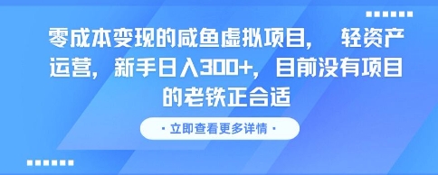 零成本变现的咸鱼虚拟项目， 轻资产运营，新手日入3张+，目前没有项目的老铁正合适-徐小晨博客