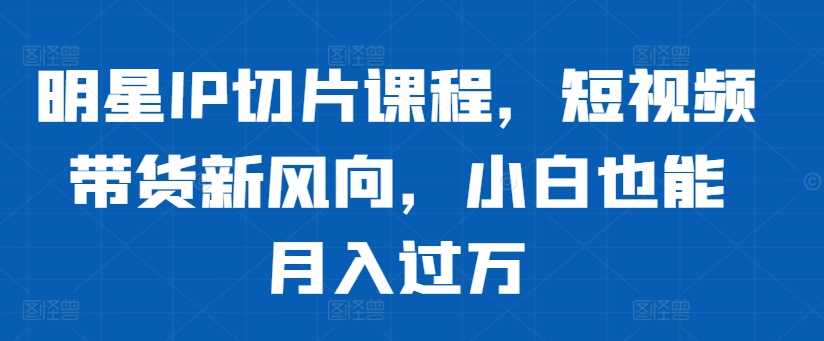明星IP切片课程，短视频带货新风向，小白也能月入过万-徐小晨博客