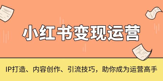 小红书变现运营，IP打造、内容创作、引流技巧，助你成为运营高手-徐小晨博客