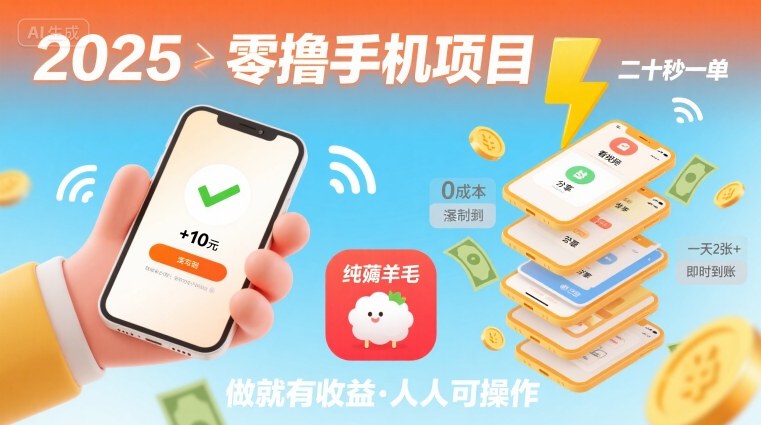 2025年零撸手机项目，二十秒一单，纯薅羊毛 一天2张+做就有【揭秘】-徐小晨博客