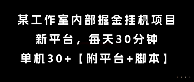 某工作室内部掘金挂G项目，新平台，每天30分钟，单机30+【揭秘】-徐小晨博客