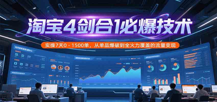 淘宝4剑合1必爆技术，实操7天0-1500单，从单品爆破到全火力覆盖的流量变现-徐小晨博客