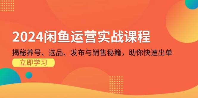 2024闲鱼运营实战课程：揭秘养号、选品、发布与销售秘籍，助你快速出单-徐小晨博客