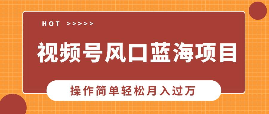 视频号风口蓝海项目，中老年人的流量密码，操作简单轻松月入过万-徐小晨博客