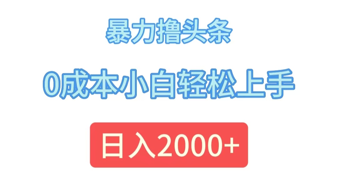 暴力撸头条，0成本小白轻松上手，日入2000+-徐小晨博客