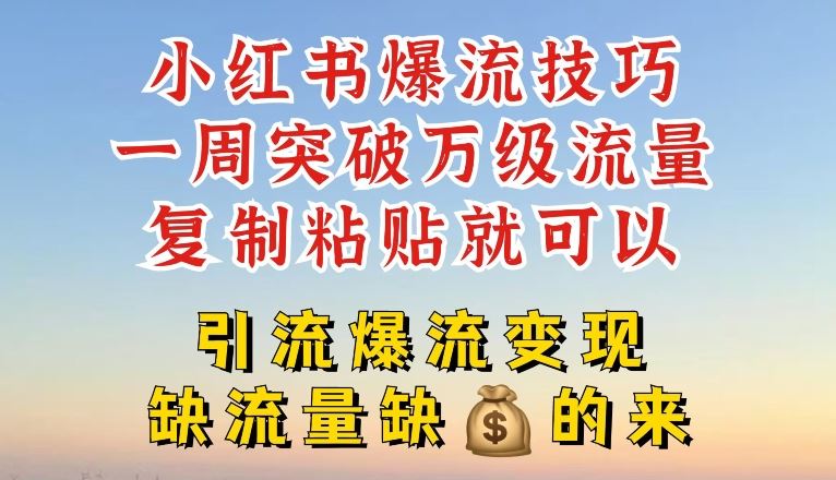 小红书爆流技巧，一周突破万级流量，复制粘贴就可以，引流爆流变现【揭秘】-徐小晨博客