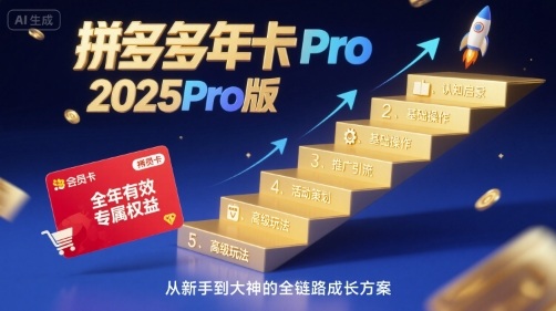拼多多年卡2025Pro版，五大板块从认知到基础、从推广到活动、从活动到玩法-徐小晨博客