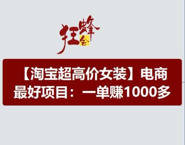 淘宝超高价女装项目，电商最好赛道，一单赚1000多-徐小晨博客