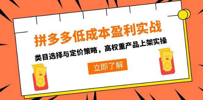 拼多多低成本盈利实战，类目选择与定价策略，高权重产品上架实操-徐小晨博客