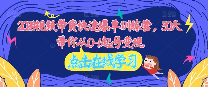 2024视频带货快速爆单训练营，30天带你从0-1起号变现-徐小晨博客