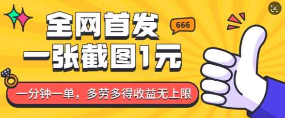 全网首发，一张截图1块钱，一分钟一单，多劳多得，收益无上限-徐小晨博客
