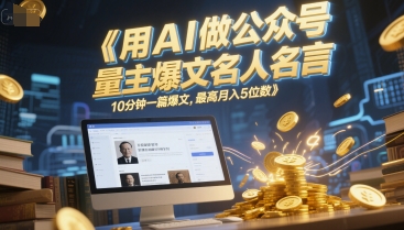 用AI做公众号流量主爆文名人名言，10分钟一篇爆文，最高月入5位数-徐小晨博客