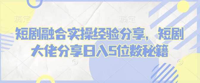 短剧融合实操经验分享，短剧大佬分享日入5位数秘籍-徐小晨博客
