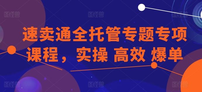 速卖通全托管专题专项课程，实操 高效 爆单-徐小晨博客