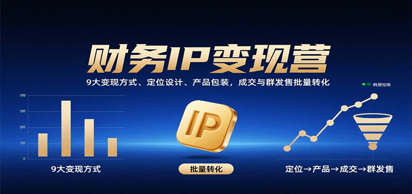 财务IP变现营：9大变现方式、定位设计、产品包装，成交与群发售批量转化-徐小晨博客