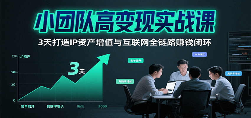 小团队高变现实战课，3天打造IP资产增值与互联网全链路赚钱闭环（第二期）-徐小晨博客