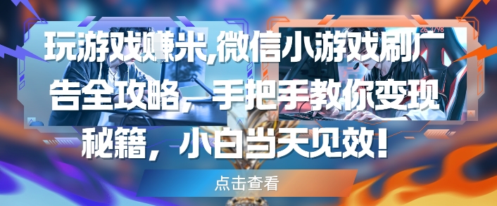玩游戏挣米，微信小游戏刷广告全攻略，手把手教你变现秘籍，小白当天见效-徐小晨博客