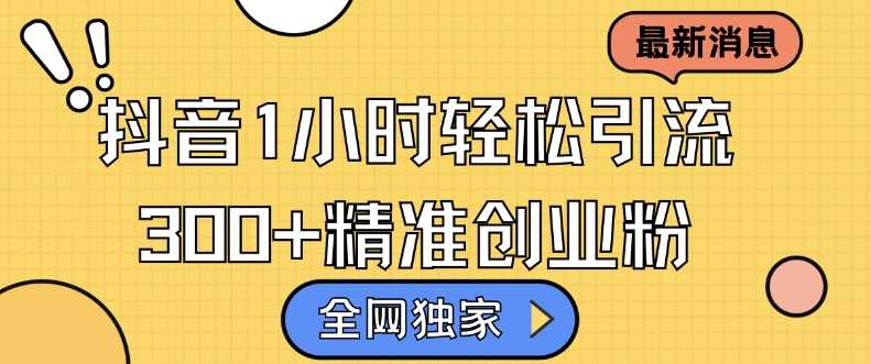 全网独家抖音引流，轻松日引300+精准创业粉【揭秘】-徐小晨博客