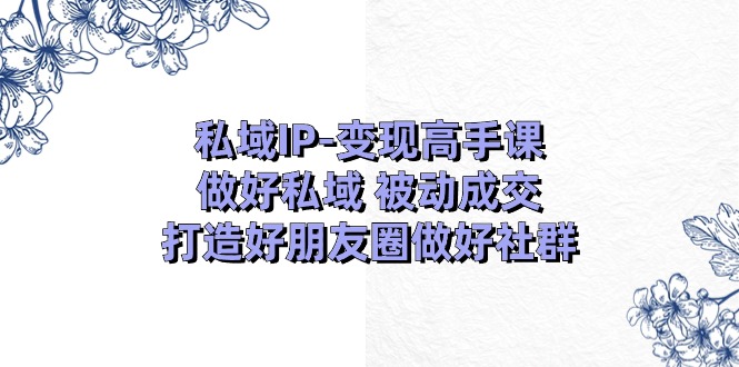 私域IP-变现高手课：做好私域 被动成交，打造好朋友圈做好社群（18节）-徐小晨博客