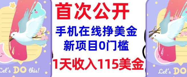 在线挣美金新项目，0门槛，1天收入115美刀，无脑操作，真正被动收入-徐小晨博客