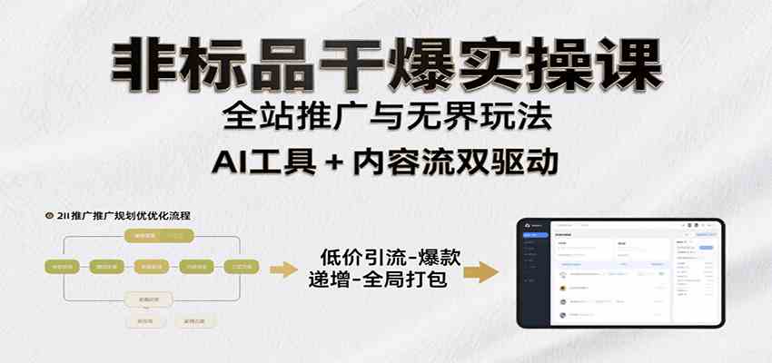 非标品干爆实操课：含多案例及操盘方法，从选品到推广、成交，助力打造爆款实现盈利-徐小晨博客