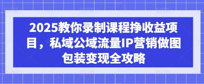 2025教你录制课程挣收益项目，私域公域流量IP营销做图包装变现全攻略-徐小晨博客