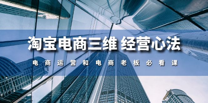 淘宝电商三维 经营心法：电商运营和电商老板必看课（59节课）-徐小晨博客