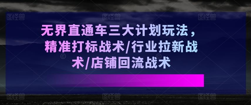 无界直通车三大计划玩法，精准打标战术/行业拉新战术/店铺回流战术-徐小晨博客