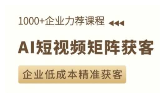 AI短视频矩阵获客实操课，企业低成本精准获客-徐小晨博客