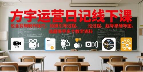 方宇运营日记线下课，包含剪辑制作技巧、拍摄引导过程、起号思维导图、选题等多个教学资料-徐小晨博客