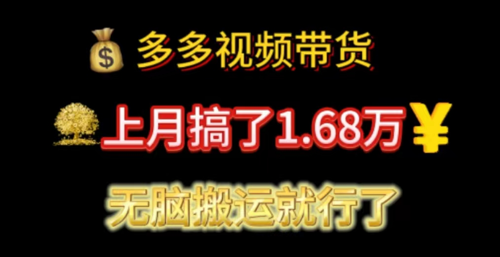 多多视频带货：上月搞了1.68万，无脑搬运就行了-徐小晨博客