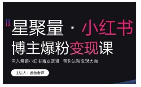 小红书博主爆粉变现课，深入解读小红书商业逻辑，带你进阶变现大咖-徐小晨博客