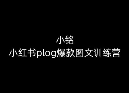 小铭-小红书plog爆款图文训练营，教你从0-1做小红书-徐小晨博客