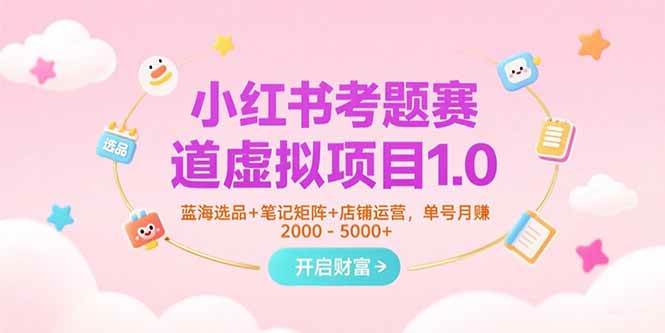 小红书考题赛道虚拟项目1.0，蓝海选品+笔记矩阵+店铺运营，单号月赚5000+-徐小晨博客