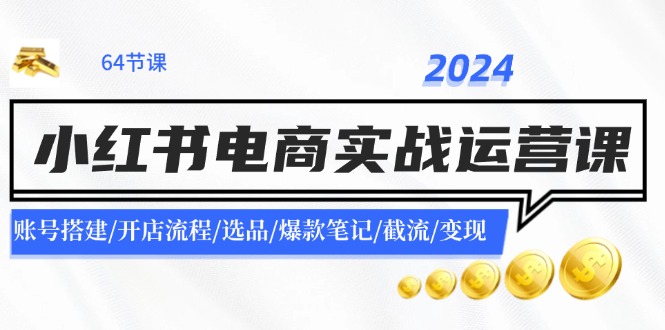 2024小红书电商实战运营课：账号搭建/开店流程/选品/爆款笔记/截流/变现-徐小晨博客