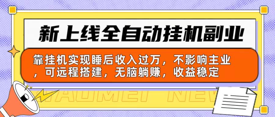 新上线全自动挂机副业：靠挂机实现睡后收入过万，不影响主业可远程搭建…-徐小晨博客